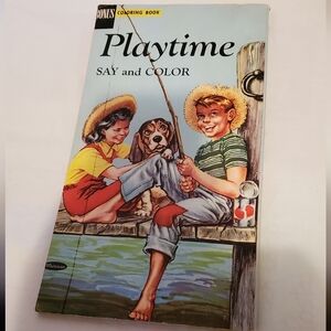 Playtime Say & Color Vtg 1960 Whitman Coloring Book 95% Unused RARE Maker Flaw